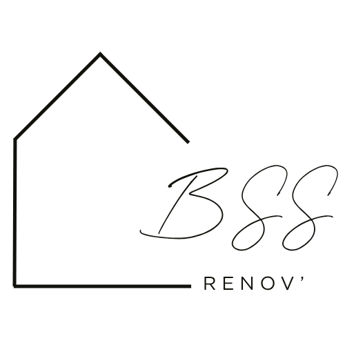 Logo BSS Renov avec silhouette de maison stylisée et typographie élégante
